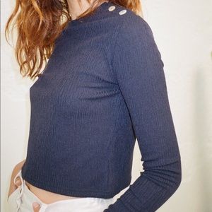 Side Party Sailor Buttoned Textured Sweater
